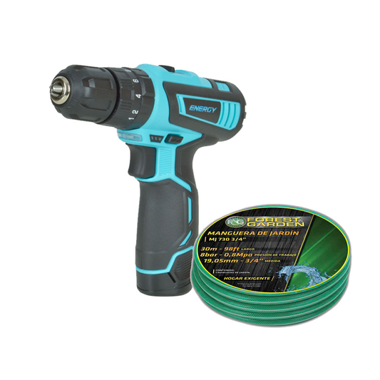 Combo Taladro percutor de 12V 10MM DDI10/1/12C1 y  Bordeadora Eléctrica 350W, 10" MJ-730 3/4"